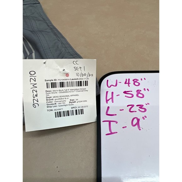 Men's Big & Tall 9" Striped Swim Shorts - Goodfellow & Co Charcoal Gray 3XL - Picture 8 of 8